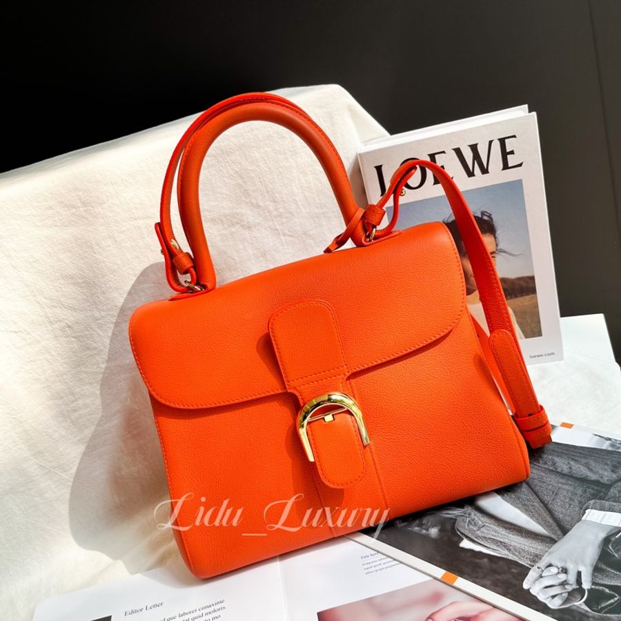 DELVAUX Brillant MM 橘色金釦 二用包-0