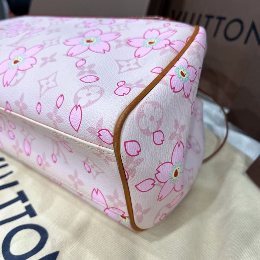 Louis Vuitton LV 限量款 村上隆 粉色櫻花手提包-4
