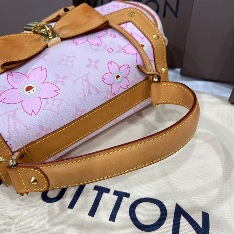 Louis Vuitton LV 限量款 村上隆 粉色櫻花手提包-7