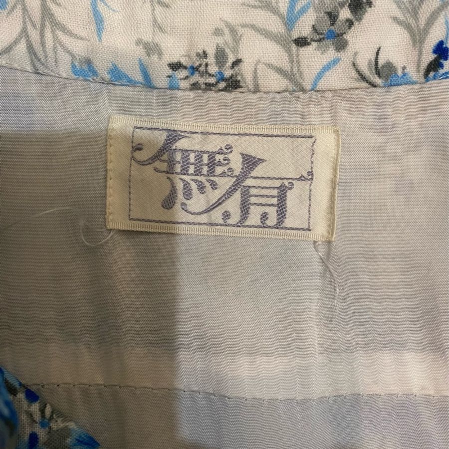藏私·Collection_藍白花卉長袖古著洋裝日本製-4