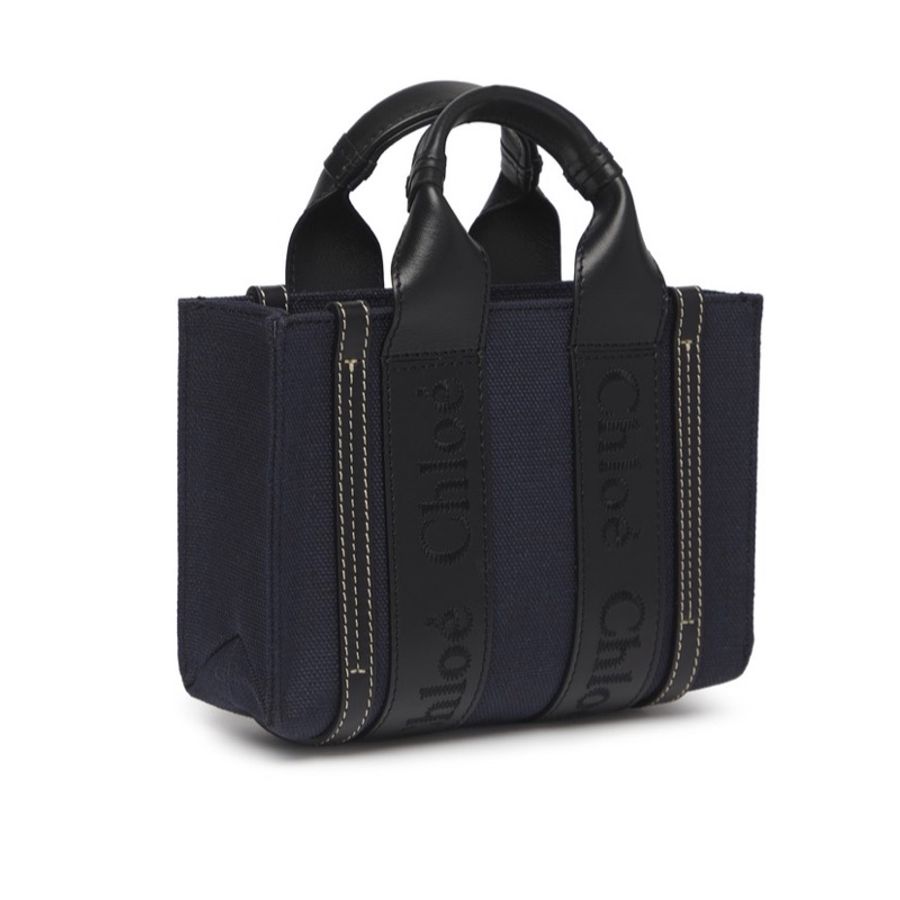 全新新品Chloe mini Woody全牛皮提把邊飾丹寧色帆布包(已到貨)-2