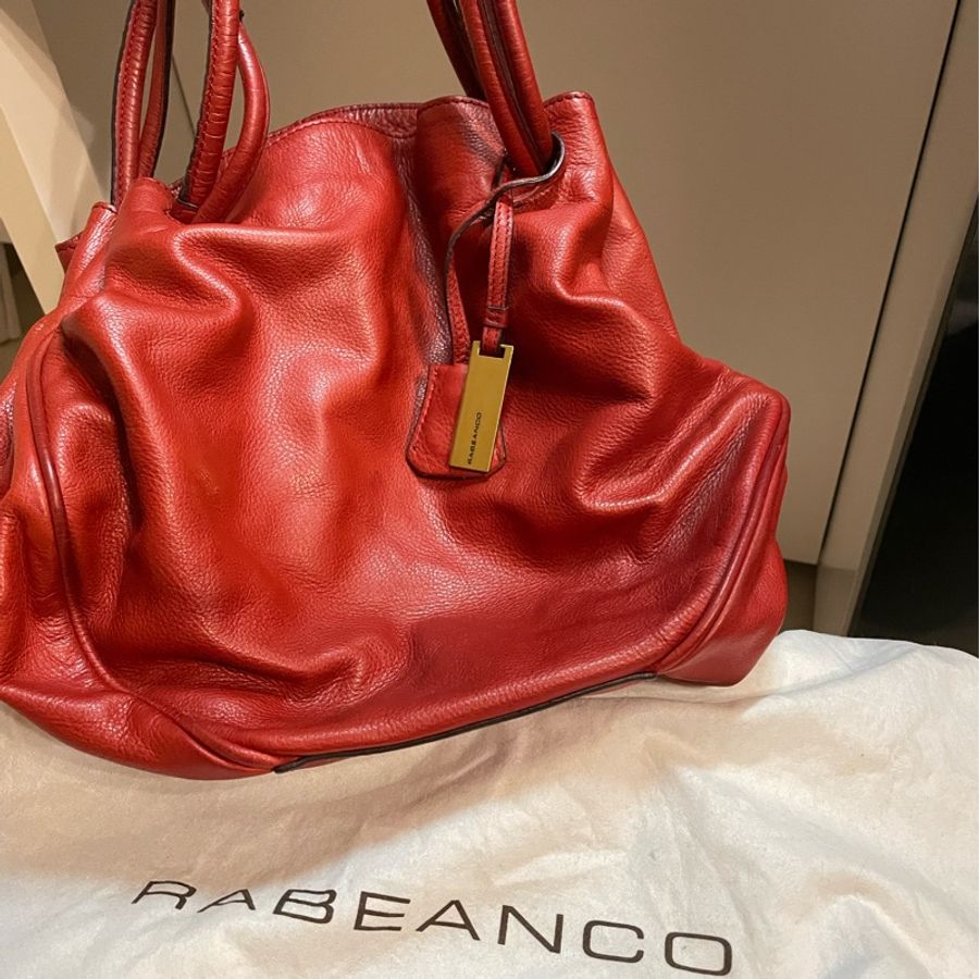 Rabeanco 紅色羊皮足球包-0