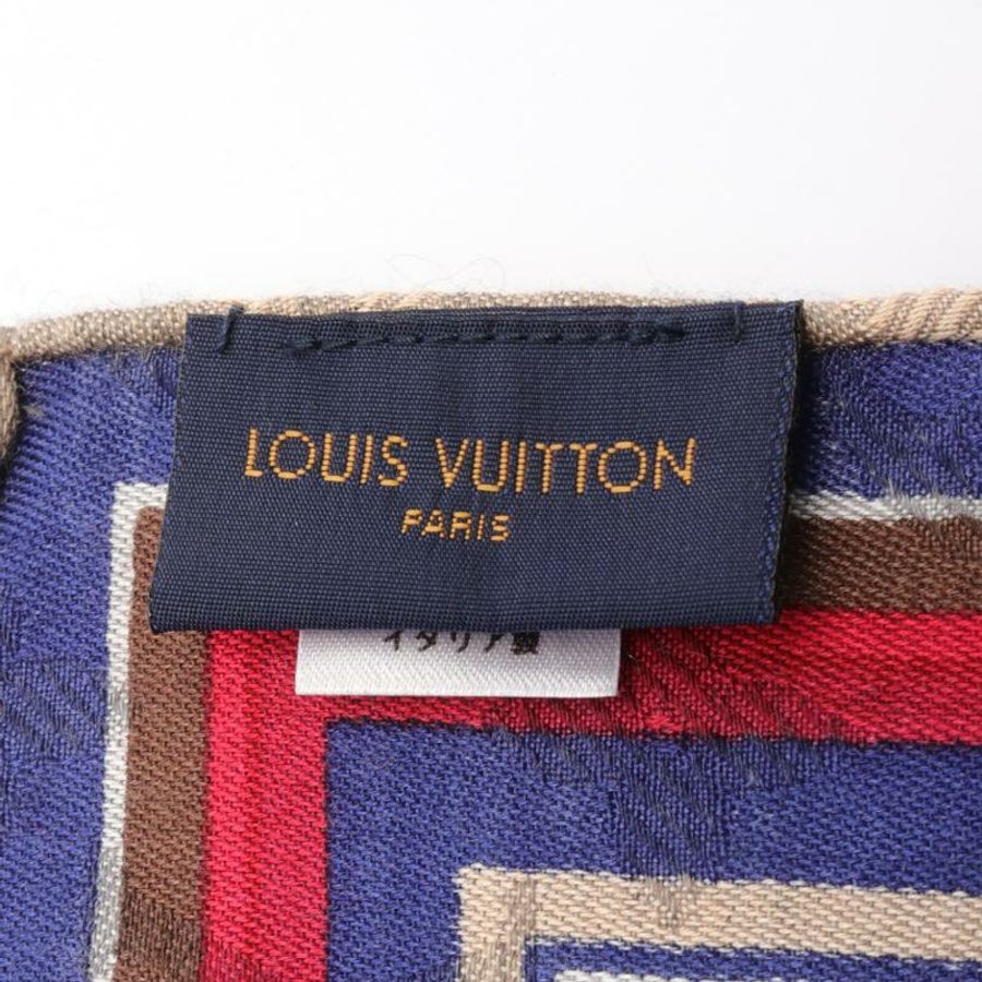 【日本直送】中古LOUIS VUITTON 9成新 KEEP IT ALL 老花 絲巾 絲 開司米羊絨 灰色 淺灰色 多彩色-1