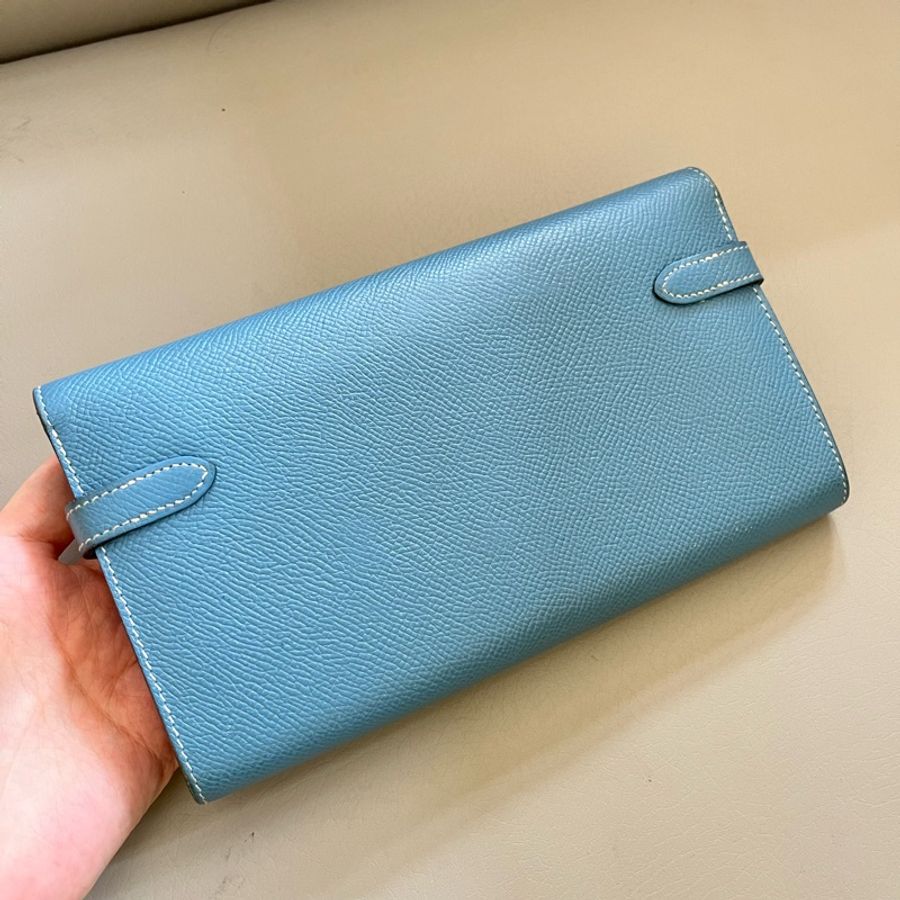 🔥出清 Hermes Kelly 湖水藍綠色長夾🔥-23