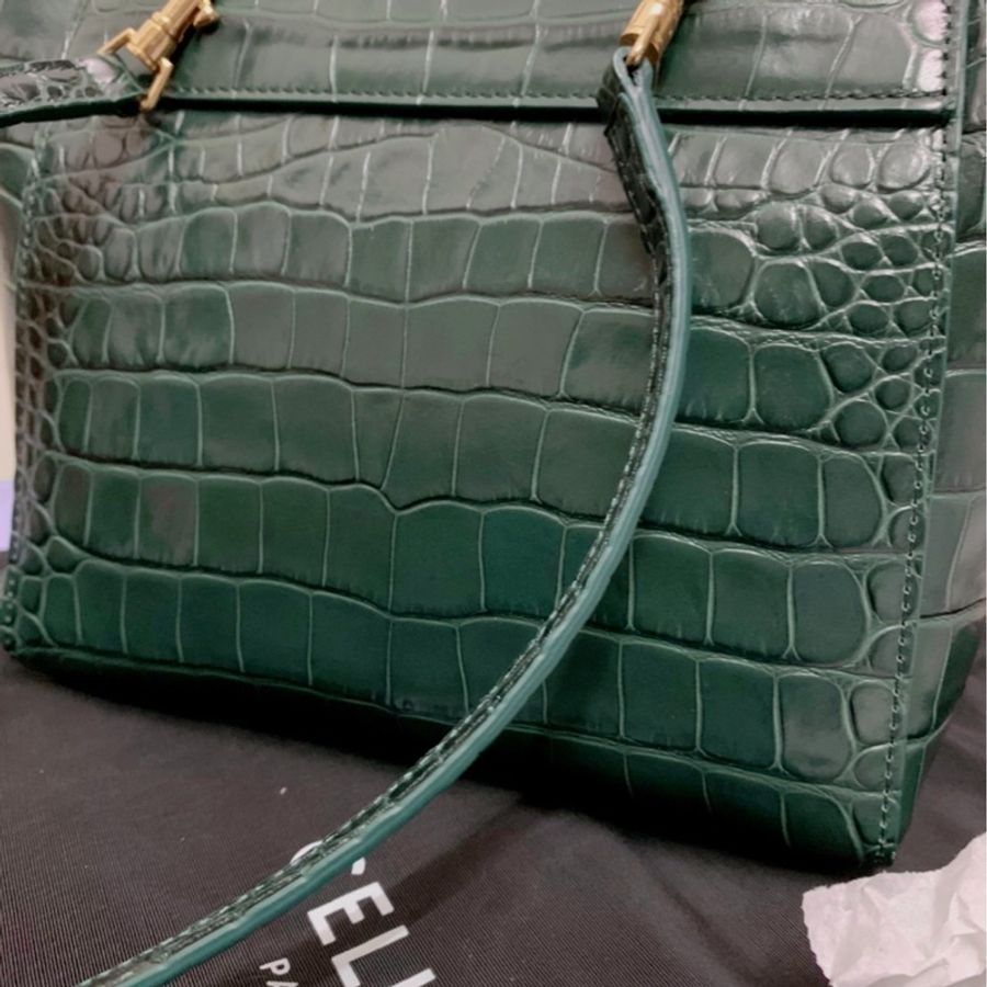 ［全新］CELINE 亞馬遜綠鱷魚壓紋皮革NANO包-4