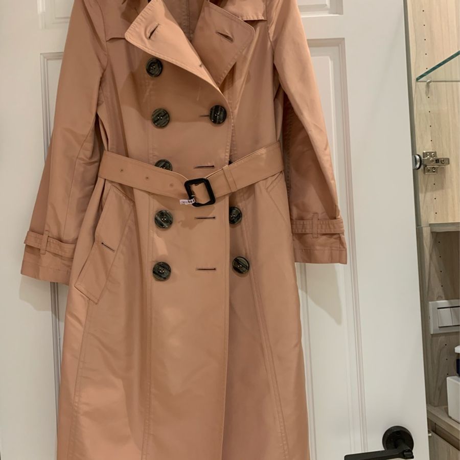 Burberry 義大利製粉色長版風衣-0