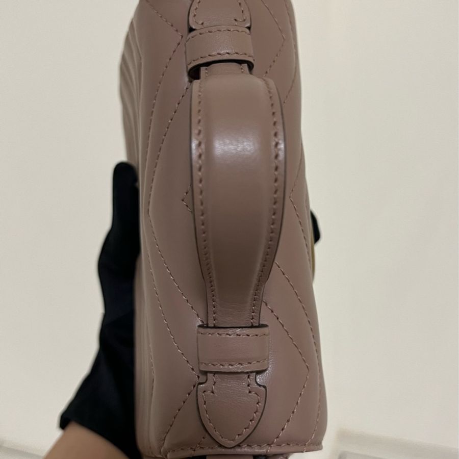 GUCCI Marmont Handle 馬夢迷你手提包 藕色 奶茶包-4