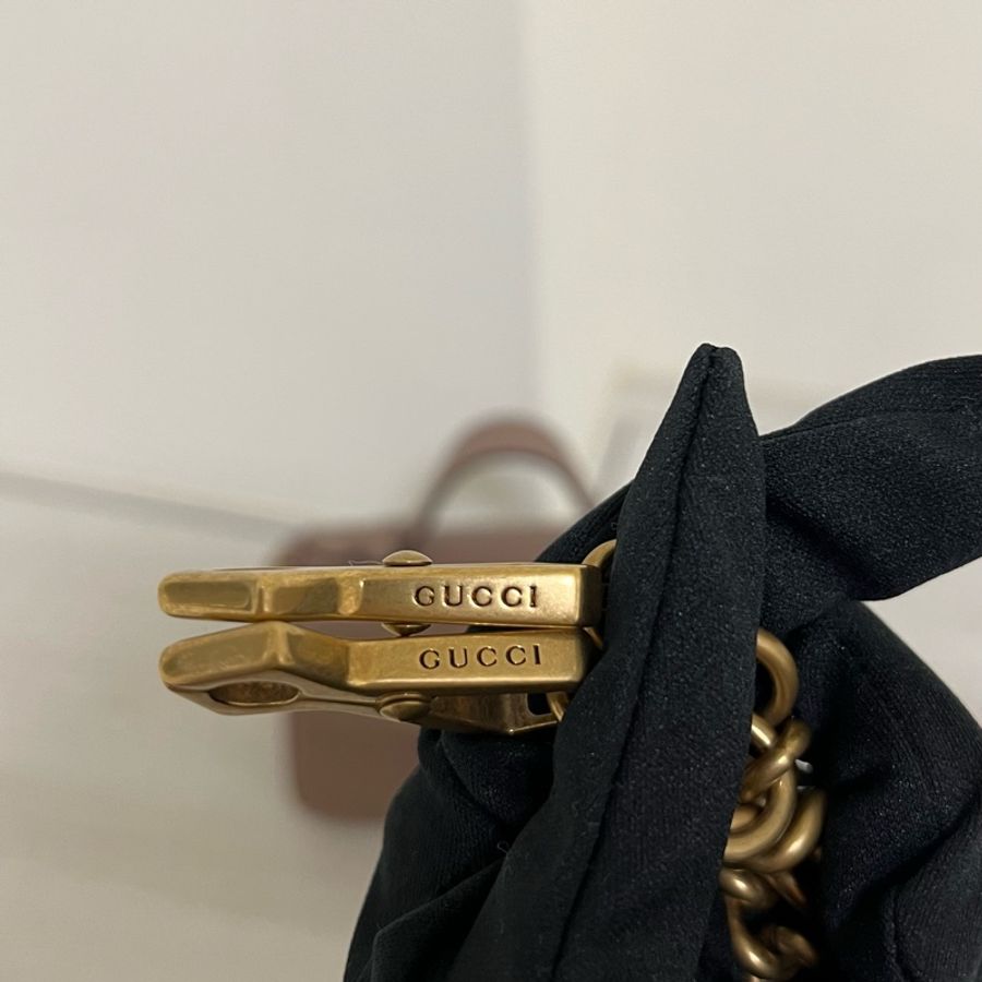 GUCCI Marmont Handle 馬夢迷你手提包 藕色 奶茶包-10