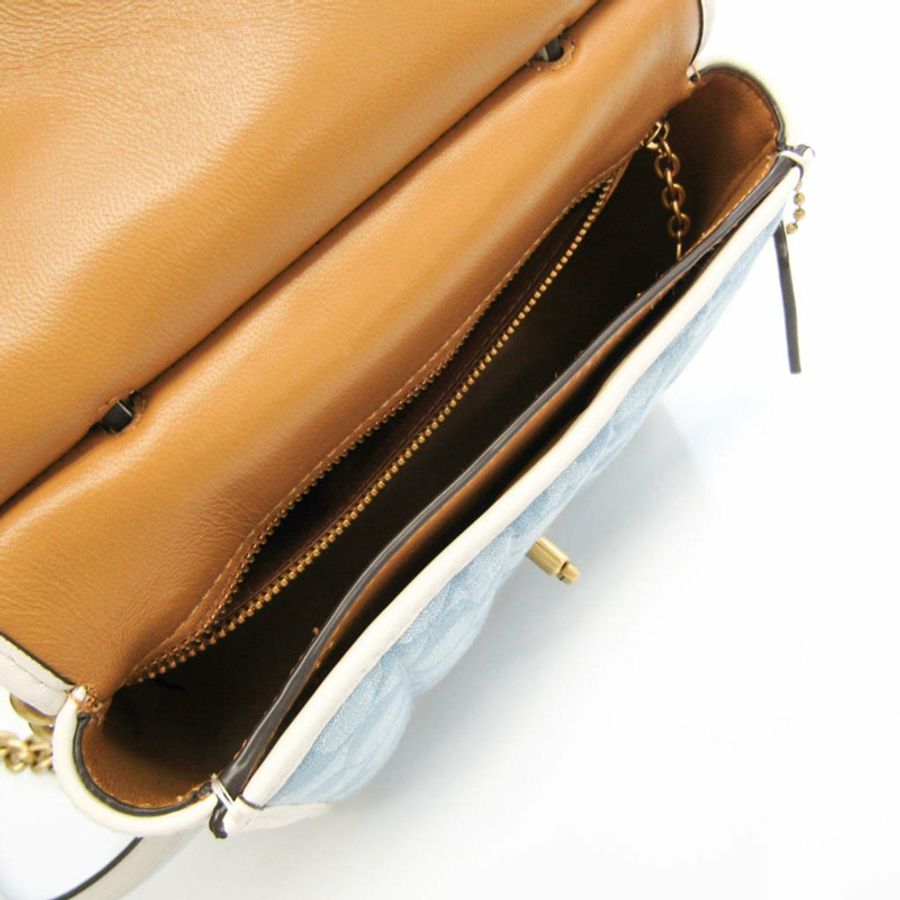 【日本直送】Coach Willis Top Handle 18 Signature Chambray With Quilting C4704 女士皮革,帆布手提包,單肩包 藍色,白色-2
