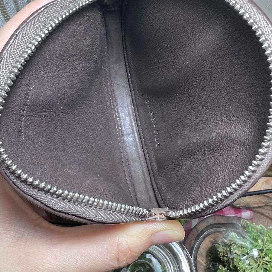 CELINE 牛皮 圓形 咖啡色 奶茶色 可愛 零錢包-5