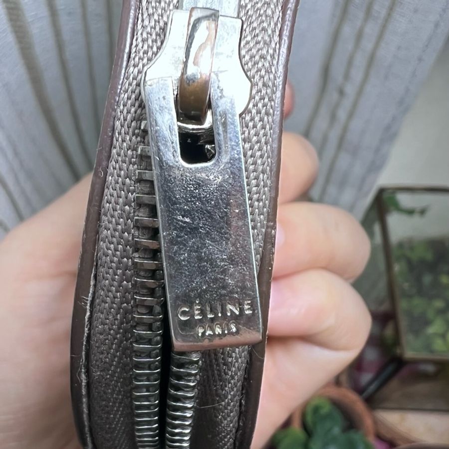 CELINE 牛皮 圓形 咖啡色 奶茶色 可愛 零錢包-6