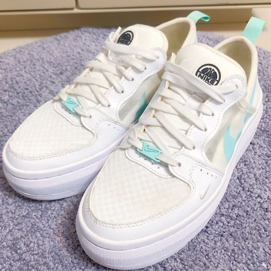 Nike Court Vision Alta 休閒厚底球鞋穿搭/懶人鞋 /穆勒鞋 後跟可踩 -白綠-0