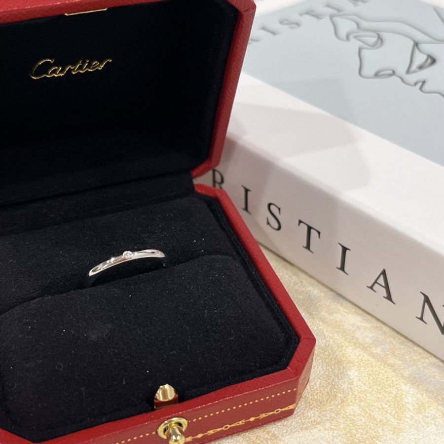 Cartier 卡地亞 PT950鉑金 1895單鑽線戒/戒指/飾品 56號-0