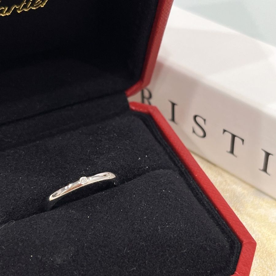 Cartier 卡地亞 PT950鉑金 1895單鑽線戒/戒指/飾品 56號-1