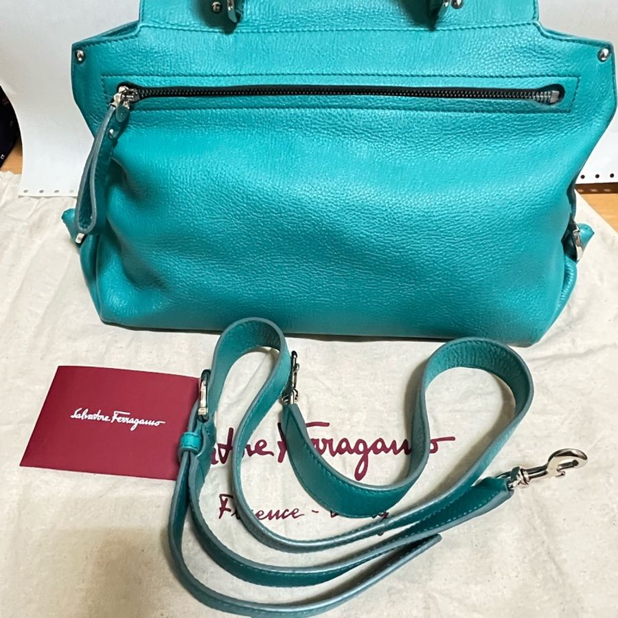 Salvatore Ferragamo 土耳其綠 Sofia 經典三用包-3