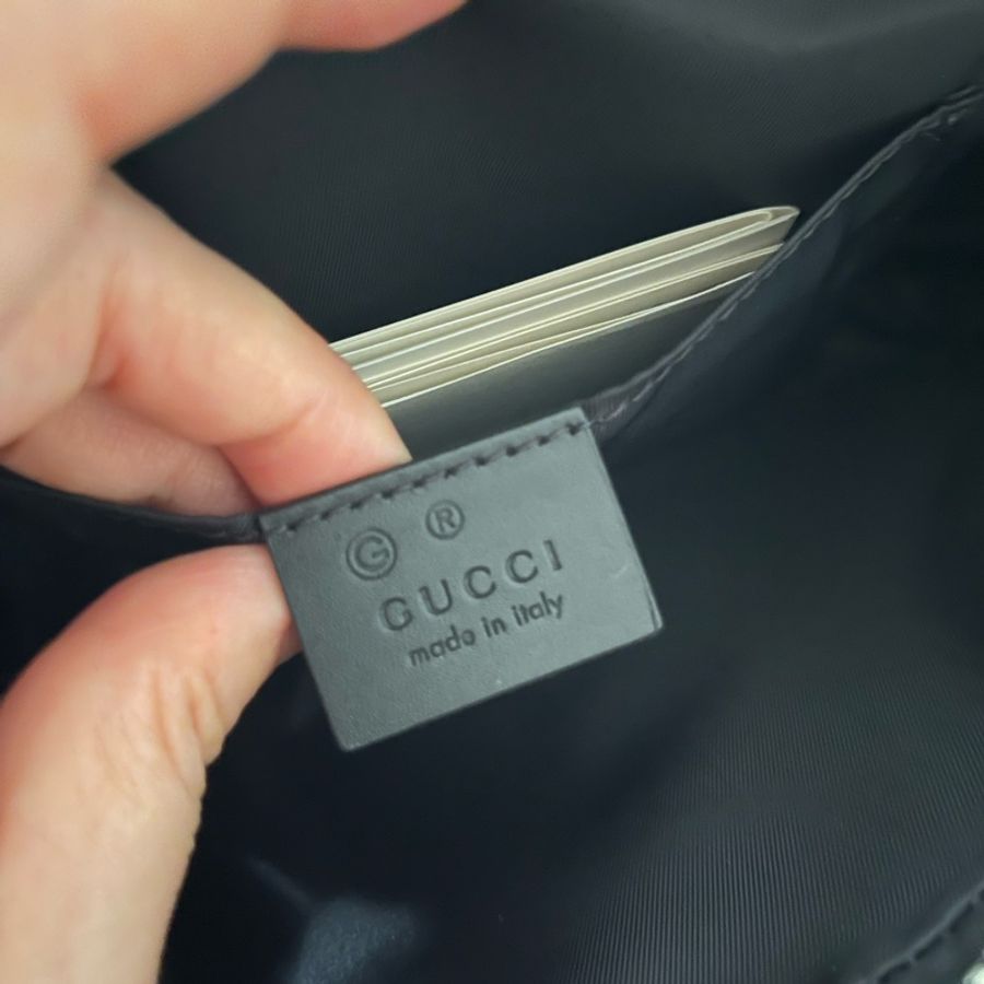 Gucci 黑色帆布紅綠織帶胸包/腰包-8