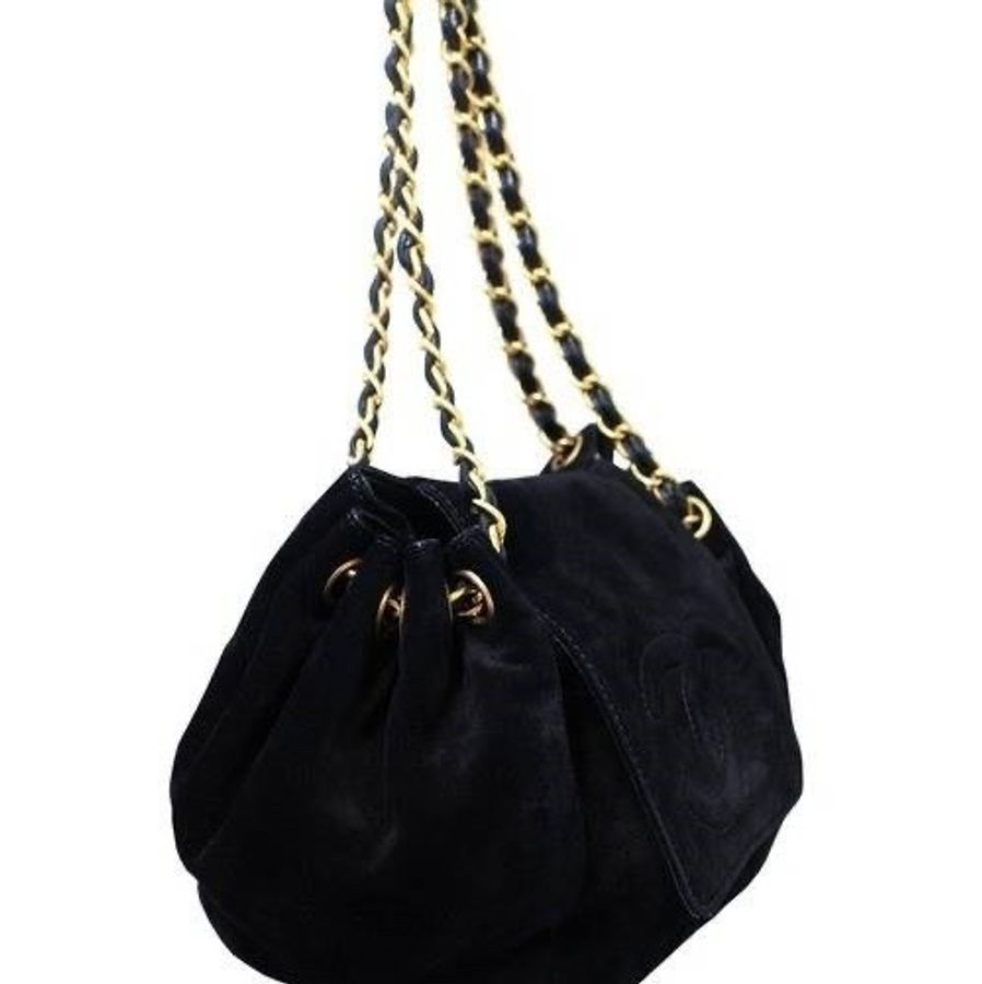 二手私物【CHANEL】超新 雙C CC LOGO 大型 雙鍊包 可單鍊斜背 多種揹法 大容量 麂皮反毛皮 只使用過一次-2