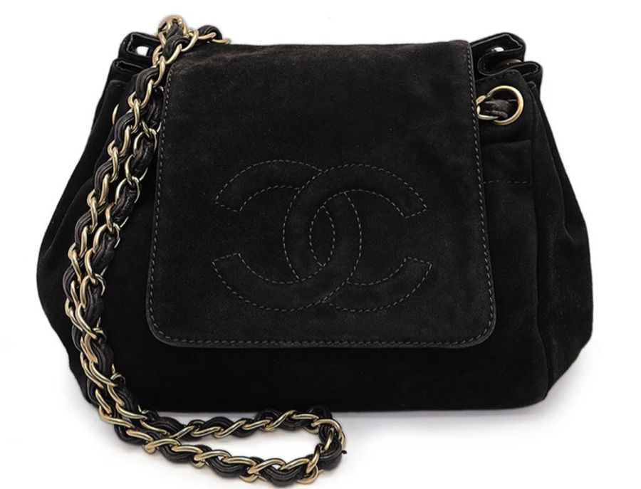 二手私物【CHANEL】超新 雙C CC LOGO 大型 雙鍊包 可單鍊斜背 多種揹法 大容量 麂皮反毛皮 只使用過一次-3
