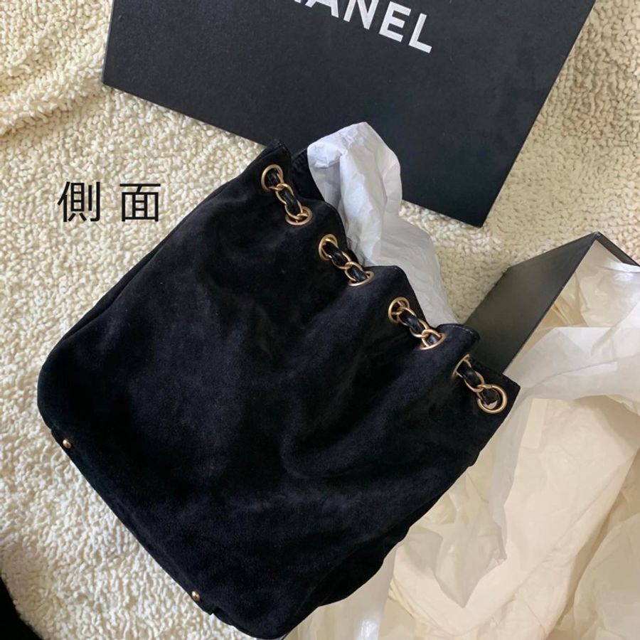 二手私物【CHANEL】超新 雙C CC LOGO 大型 雙鍊包 可單鍊斜背 多種揹法 大容量 麂皮反毛皮 只使用過一次-5