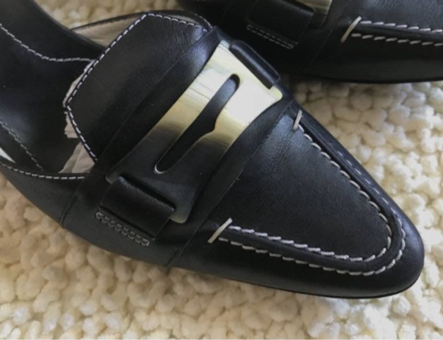 二手私物【TOD’S】黑 Mules 涼鞋 天然貝 狀況佳 跟鞋-1