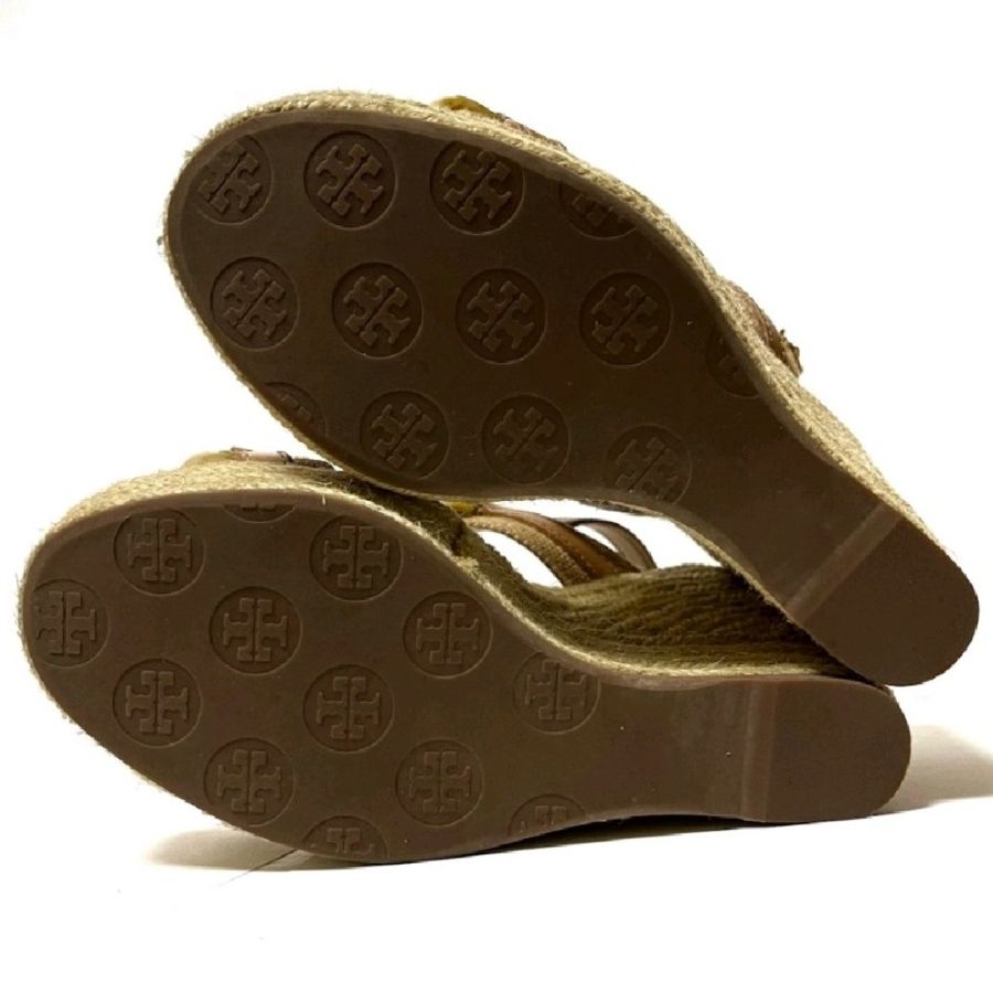8成新 TORY BURCH 涼鞋 皮革 麻-3