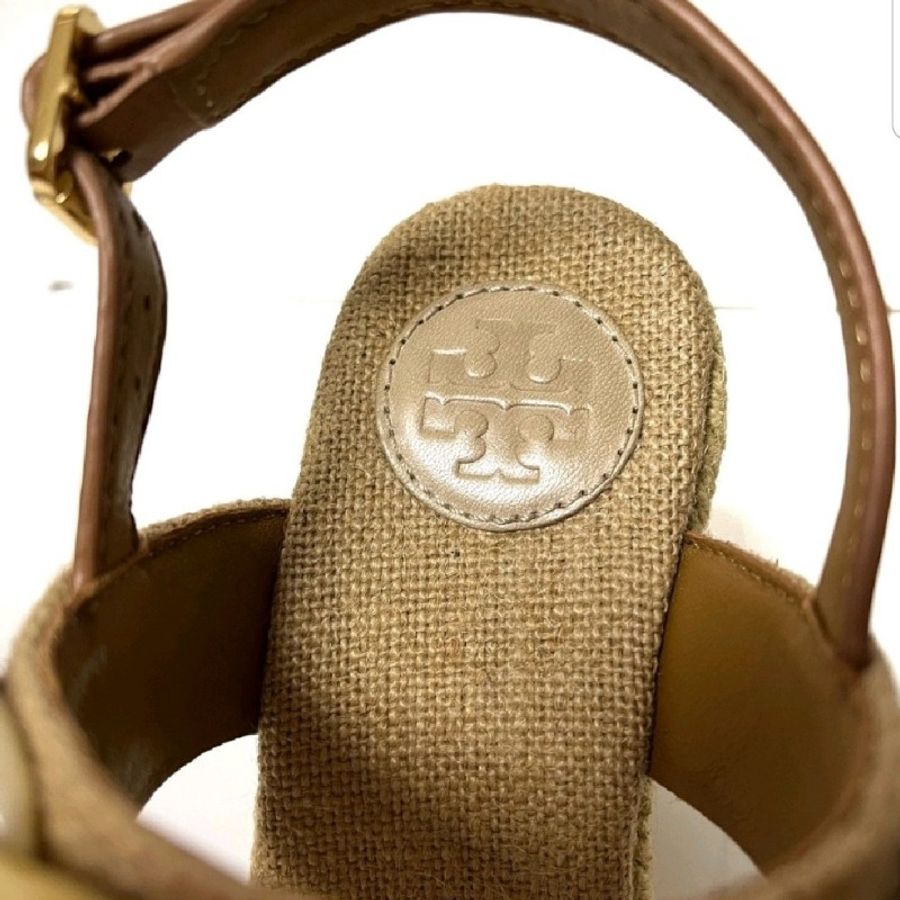 8成新 TORY BURCH 涼鞋 皮革 麻-4