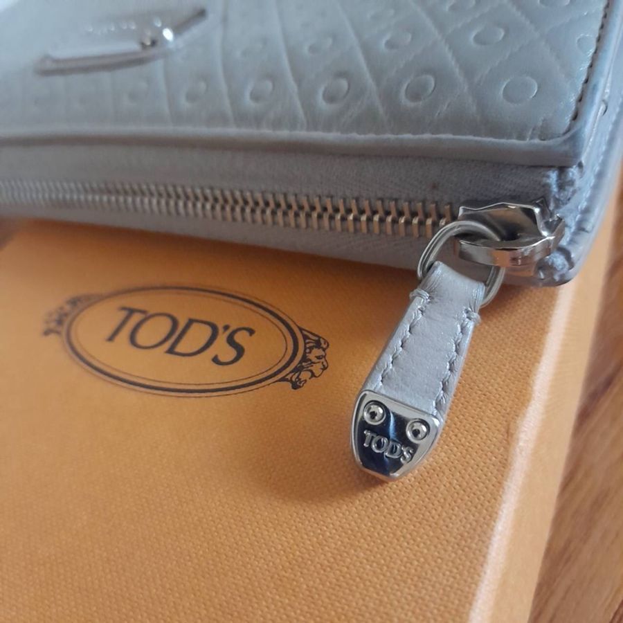 TOD'S長夾⏩溫潤質感淺灰⏩正品-2