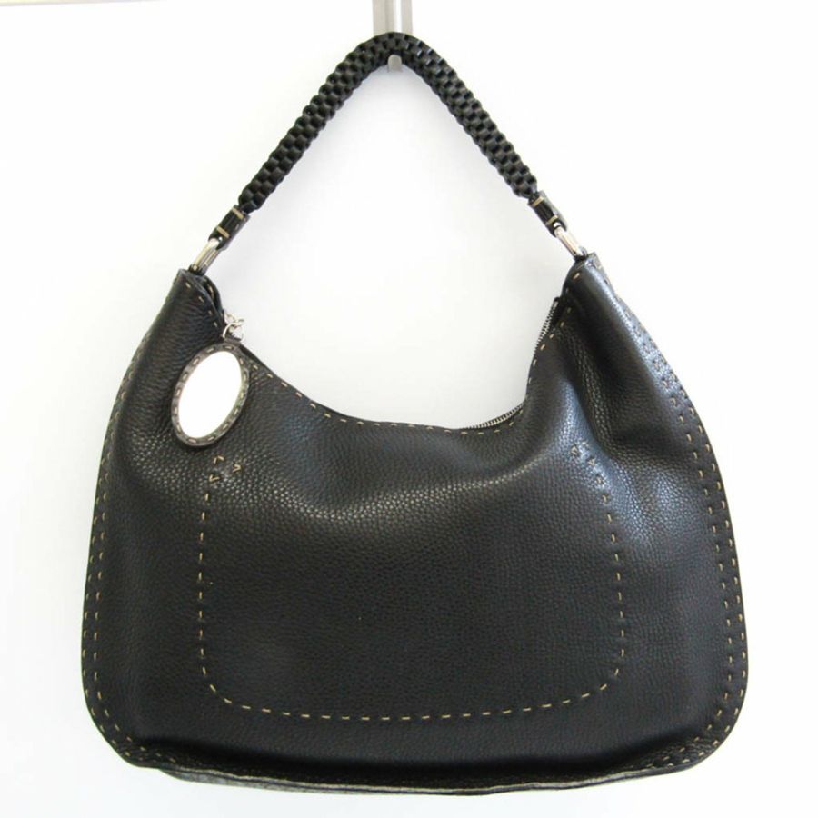 【日本直送】Fendi Selleria 女士皮革手提包,單肩包黑色-0