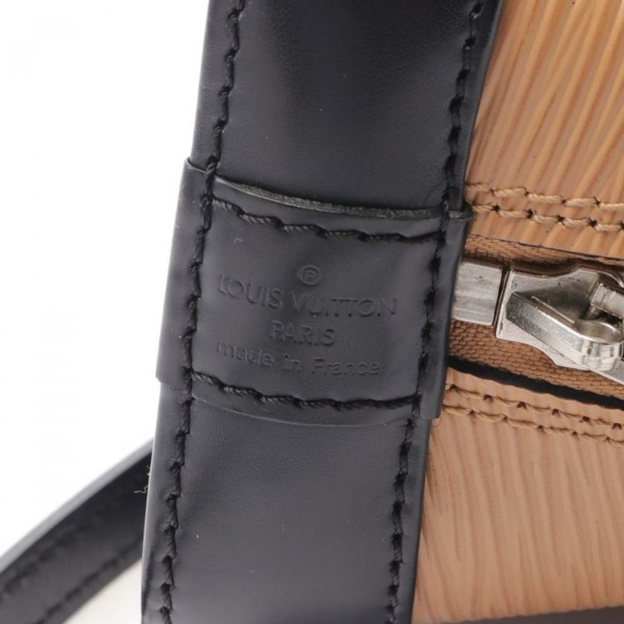 【日本直送】中古LOUIS VUITTON[B]9新AlmaBB  水波紋真皮手提包 米色 暗紫紅色 黑色 兩用款-3