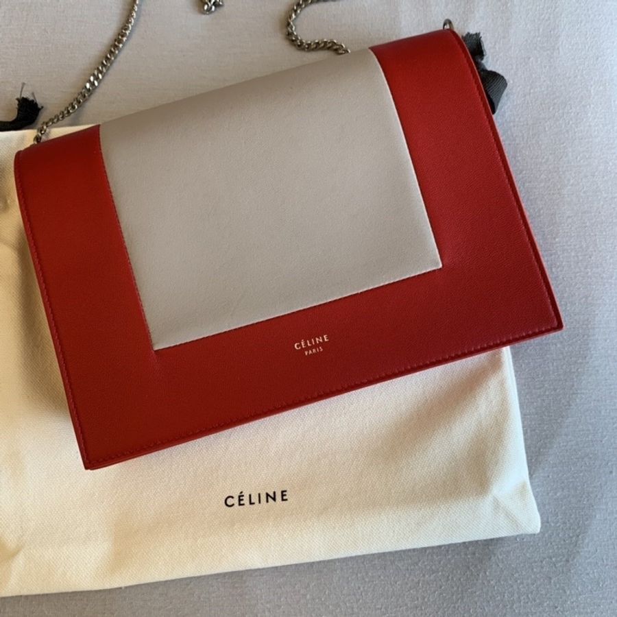 全新 CELINE Frame clutch on chain WOC 羊皮拼牛皮鏈帶包肩背斜背 Phoebe Philo-1