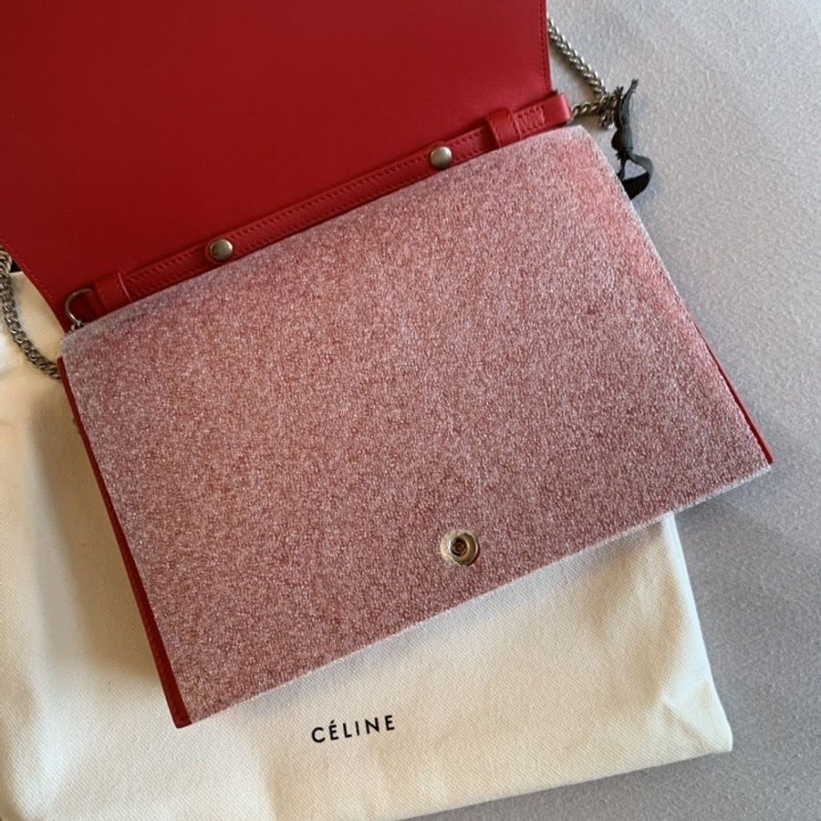 全新 CELINE Frame clutch on chain WOC 羊皮拼牛皮鏈帶包肩背斜背 Phoebe Philo-2