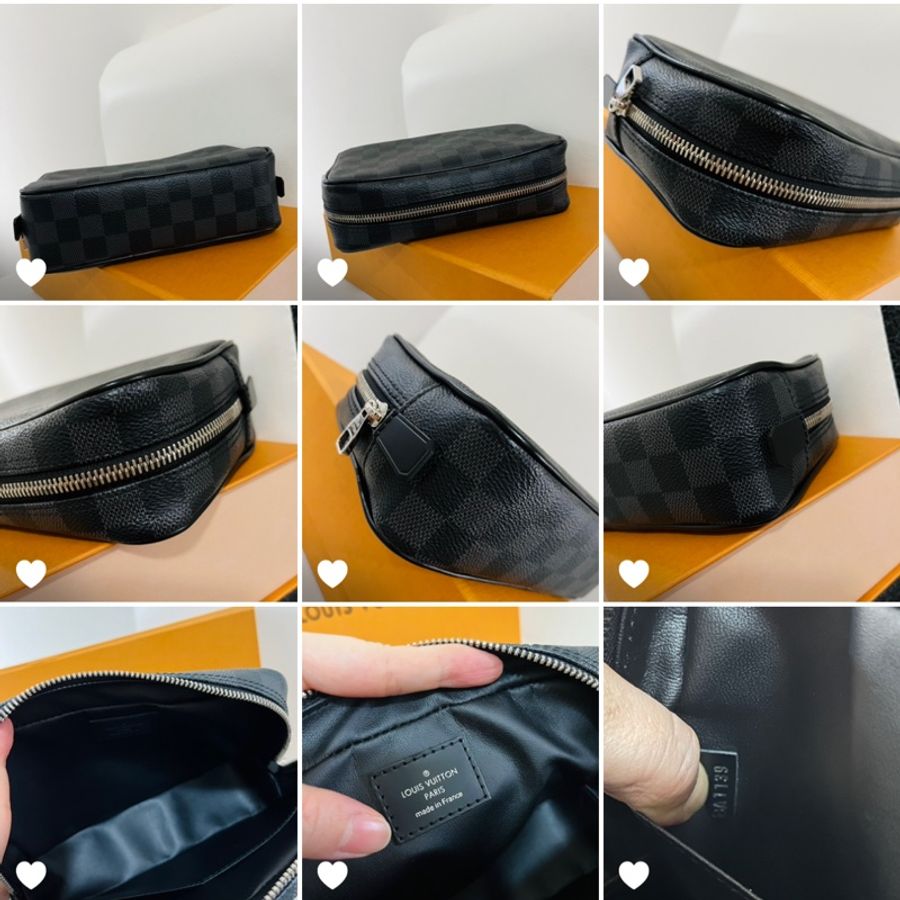 LV 黑色棋盤格手拿包-17
