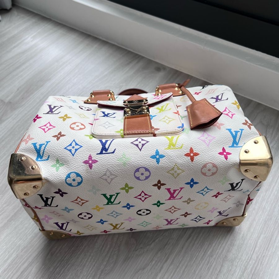 珍藏 LV 絕版 村上隆Multicolore SPEEDY 30手提波士頓包(白彩)-2