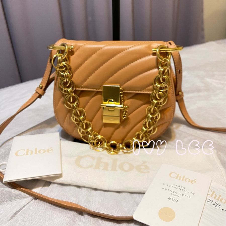 CHLOE 奶茶色 掀蓋 側背包 肩背包 斜背包 側背包 手提包 鏈帶可拆 二手正品-0