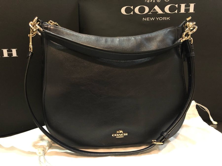 Coach 側/肩背全牛皮半月包(藏藍)#斷捨離拿獎金-1