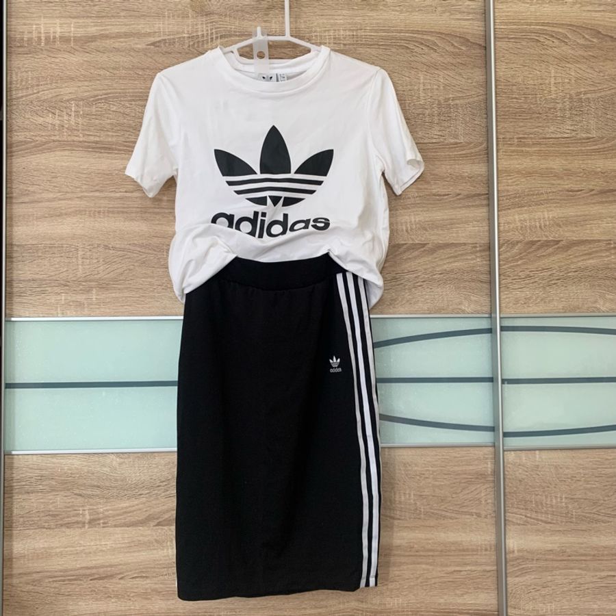 Adidas Logo短袖上衣+經典包臀窄裙 全新-1