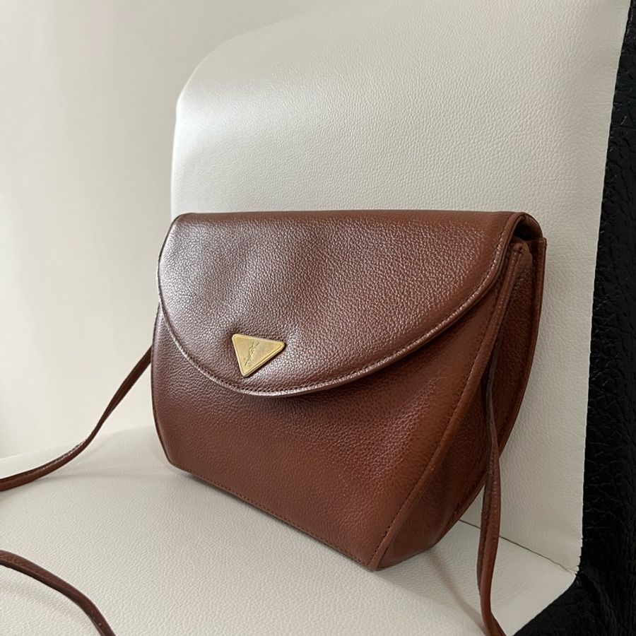 YSL Vintage 焦糖色斜挎包-0
