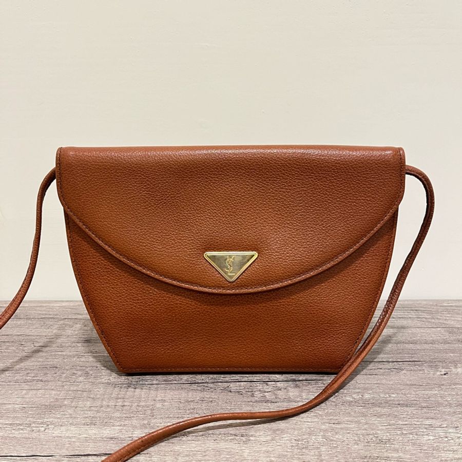 YSL Vintage 焦糖色斜挎包-10