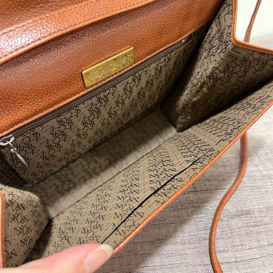 YSL Vintage 焦糖色斜挎包-16