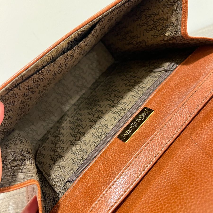 YSL Vintage 焦糖色斜挎包-17