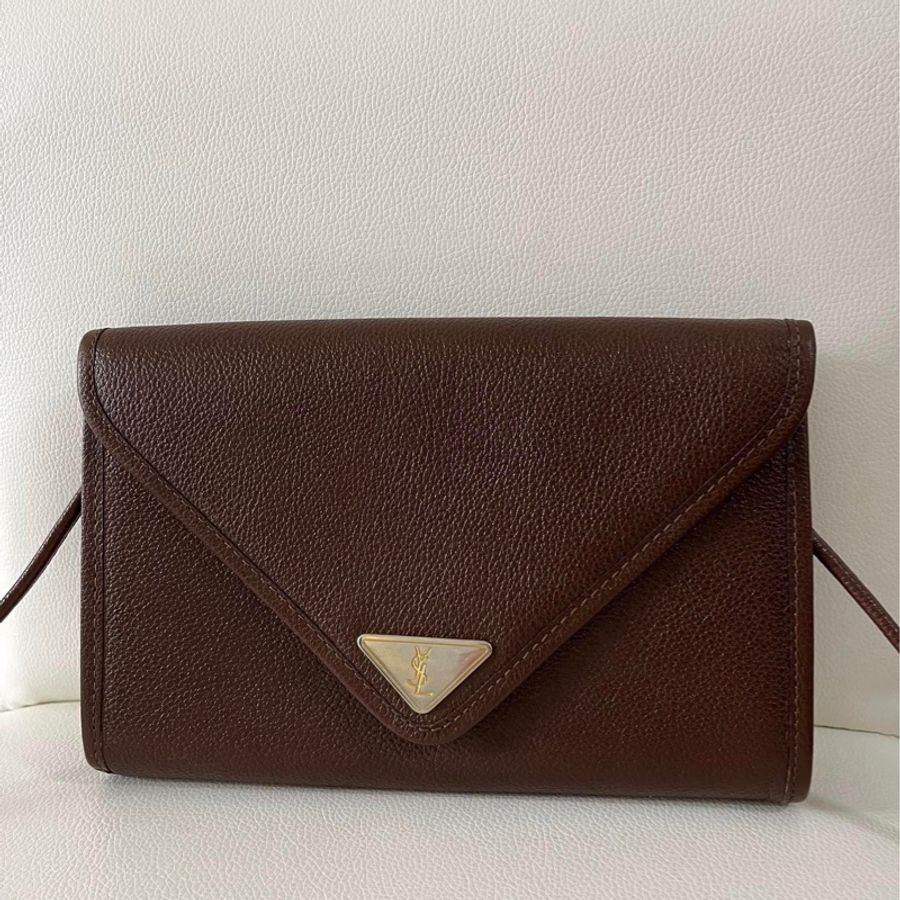 YSL Vintage 摩卡色信封包-2