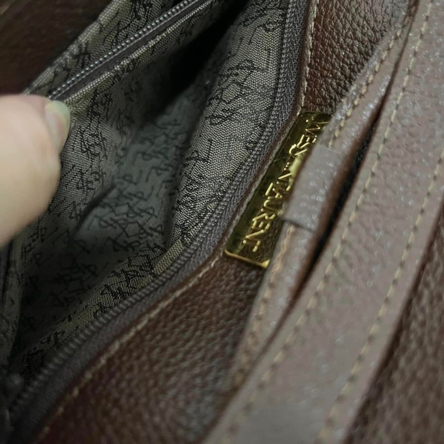 YSL Vintage 摩卡色信封包-18