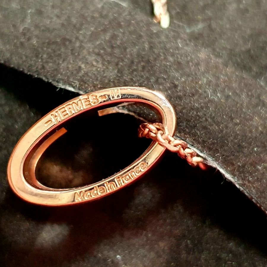 愛馬仕Hermès Mini POP H酒紅玫瑰金項鍊-2