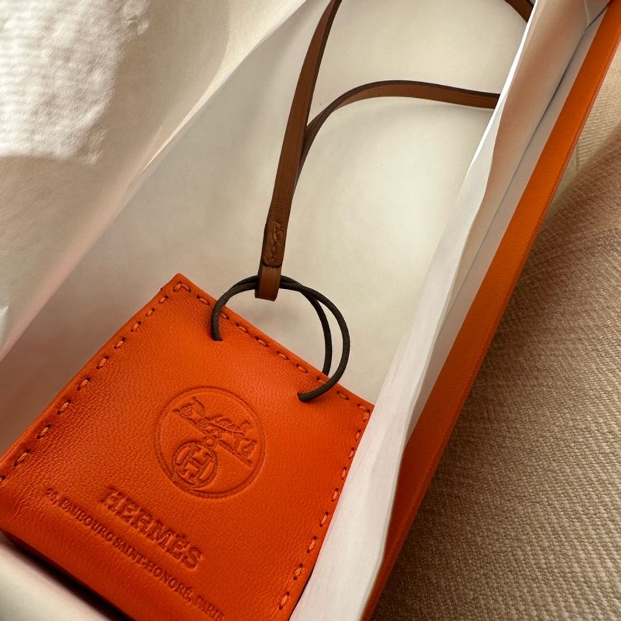 愛馬仕Hermes 橘色提袋 吊飾 包包掛飾 VIP-0