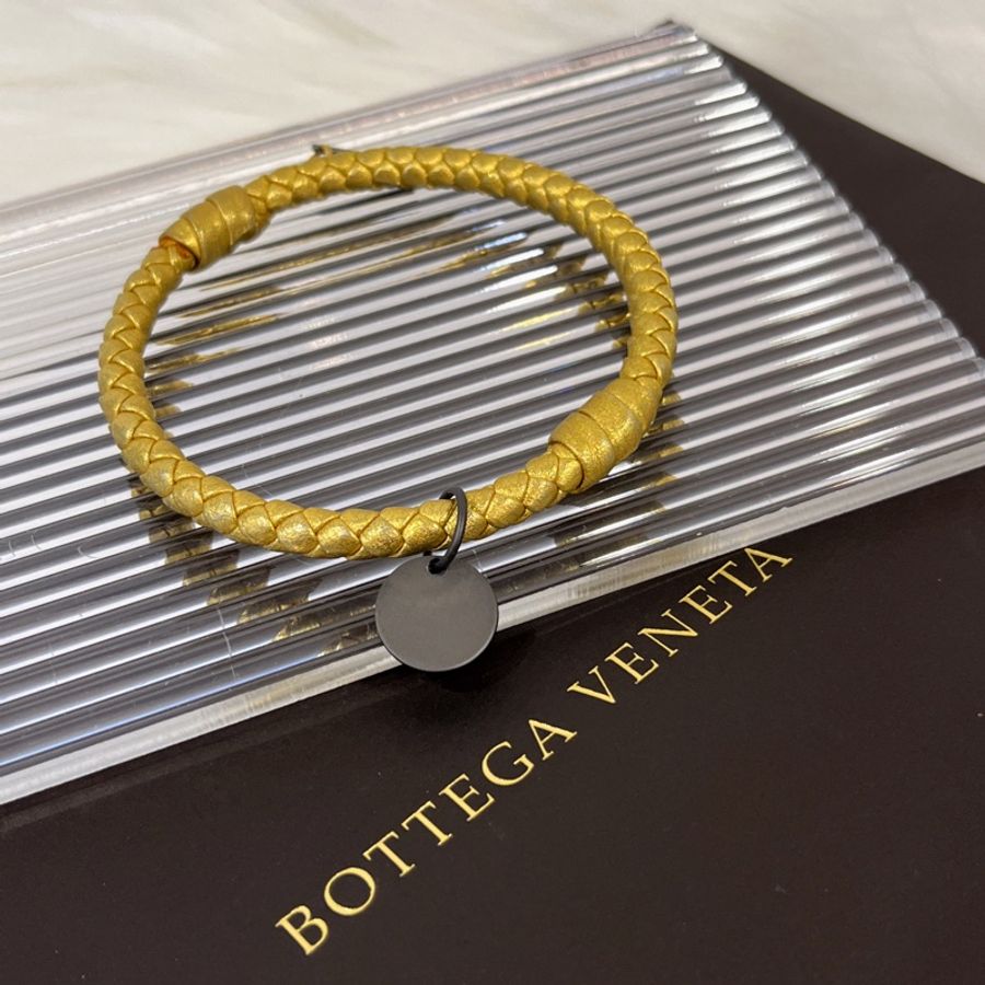 BOTTEGA VENETA BV 金色 全皮 編織手環/手鐲/飾品 S號-1