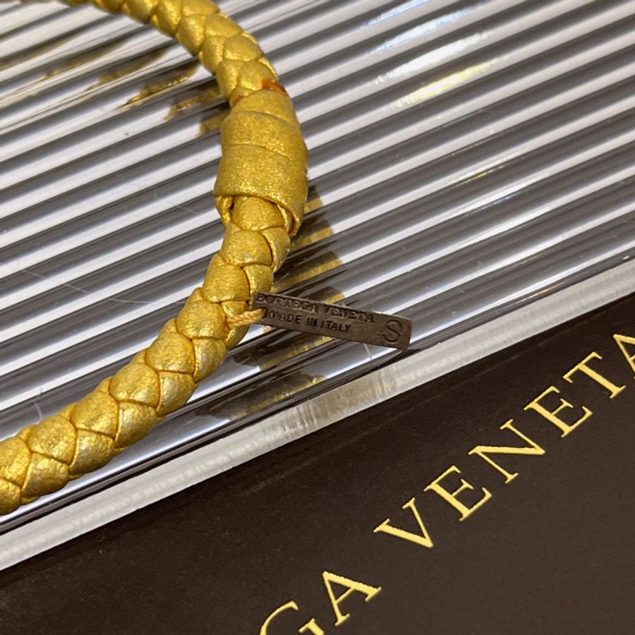 BOTTEGA VENETA BV 金色 全皮 編織手環/手鐲/飾品 S號-3