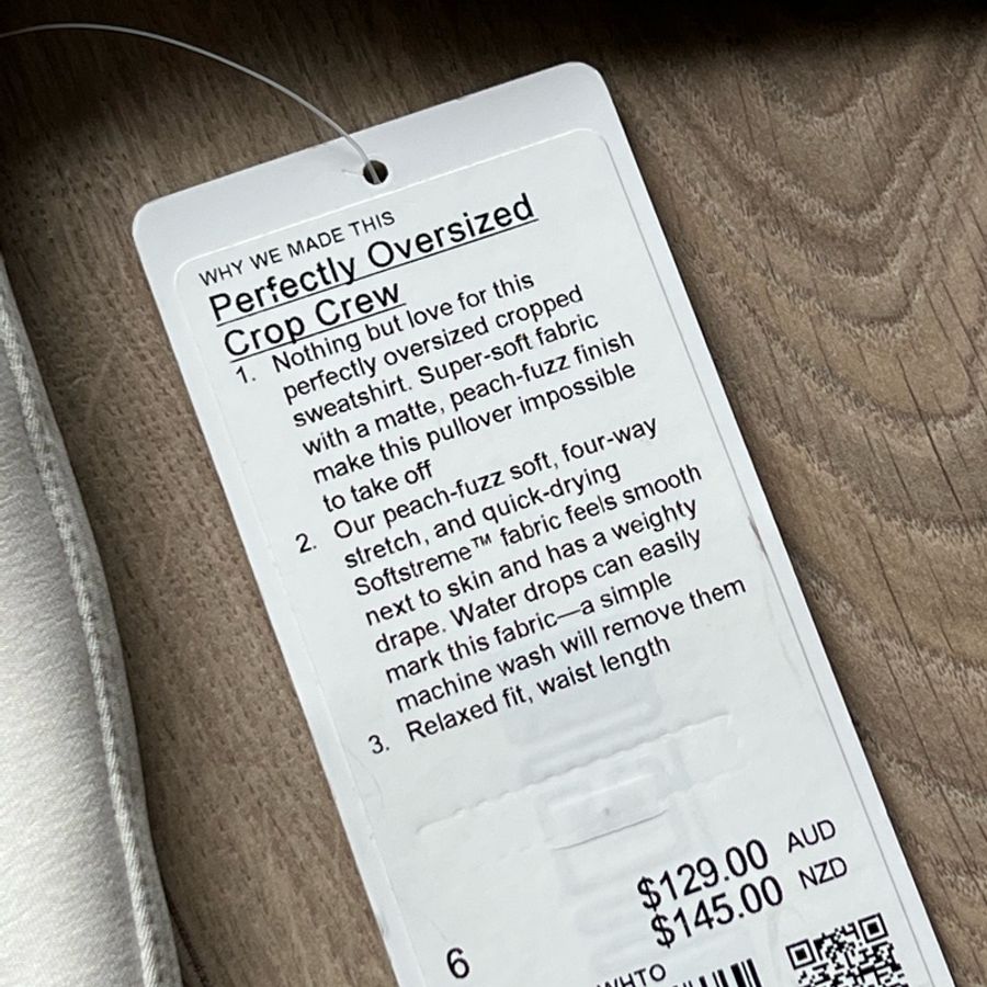 Lululemon Softstream 寬鬆短版衛衣,6號,全新吊牌未拆-3