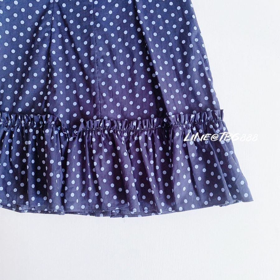 Majorelle 深藍點點荷葉邊洋裝-7