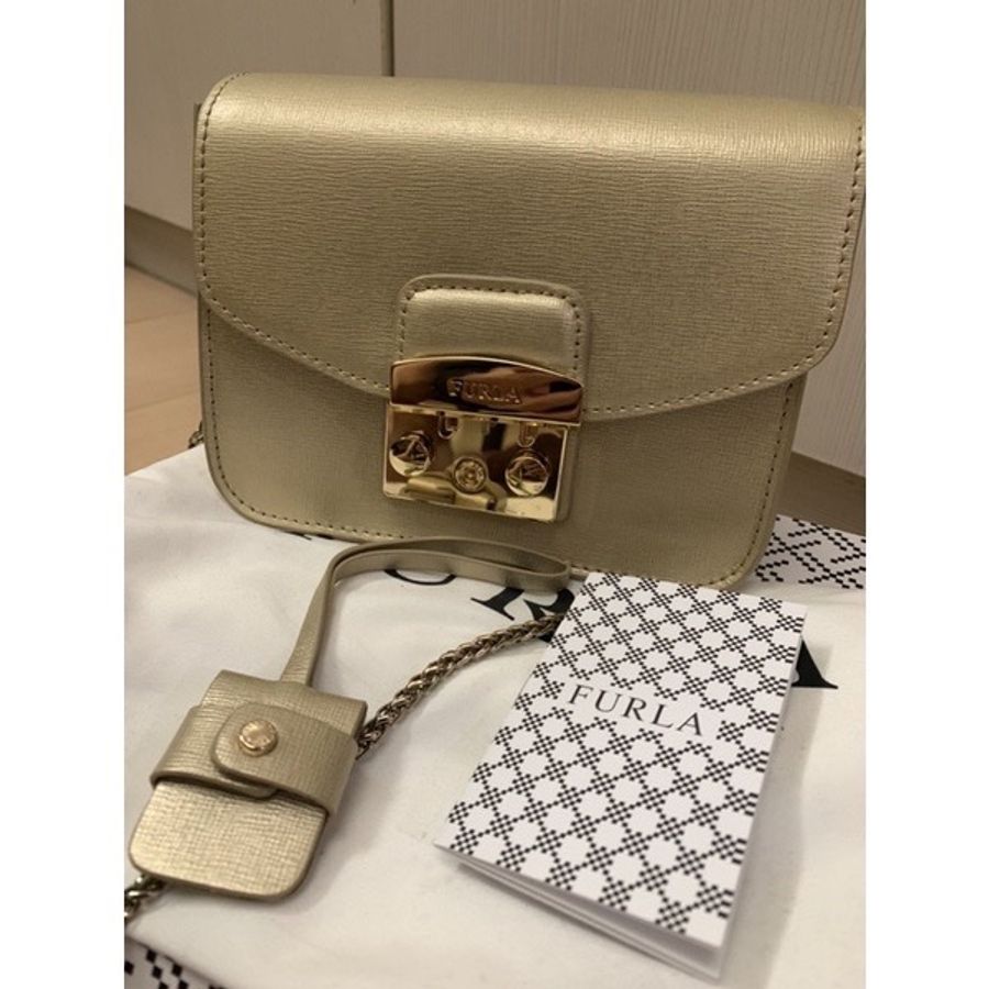 Furla metropolis mini 金色鍊條包 小方包 肩背包-0