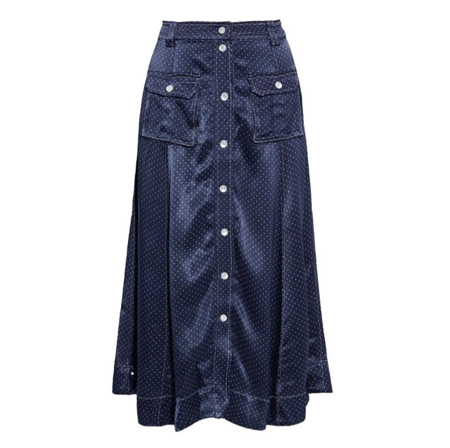 GANNI SATIN POLKA DOT MIDI SKIRT 緞面圓點中長裙-3